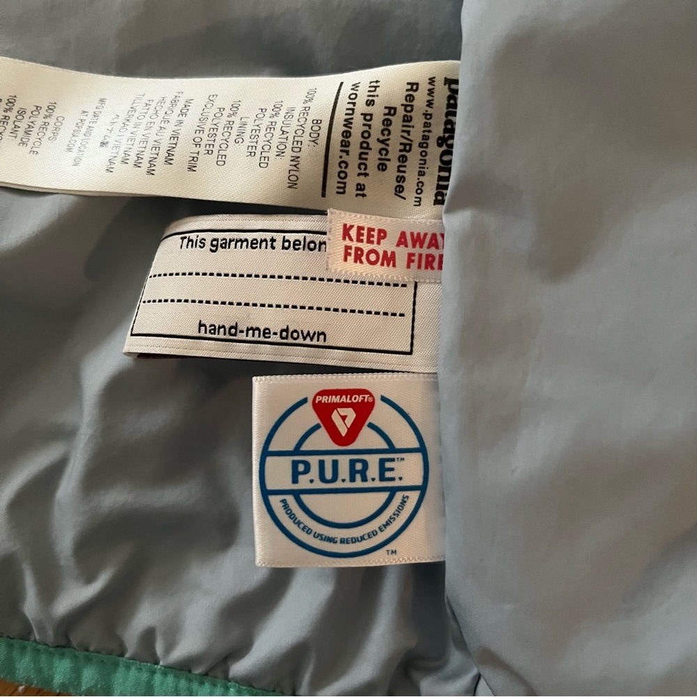 Like New 🆕 Patagonia Nano Puff Diamond Quilt Jacket 4T MINT GREEN - Picture 5 of 6